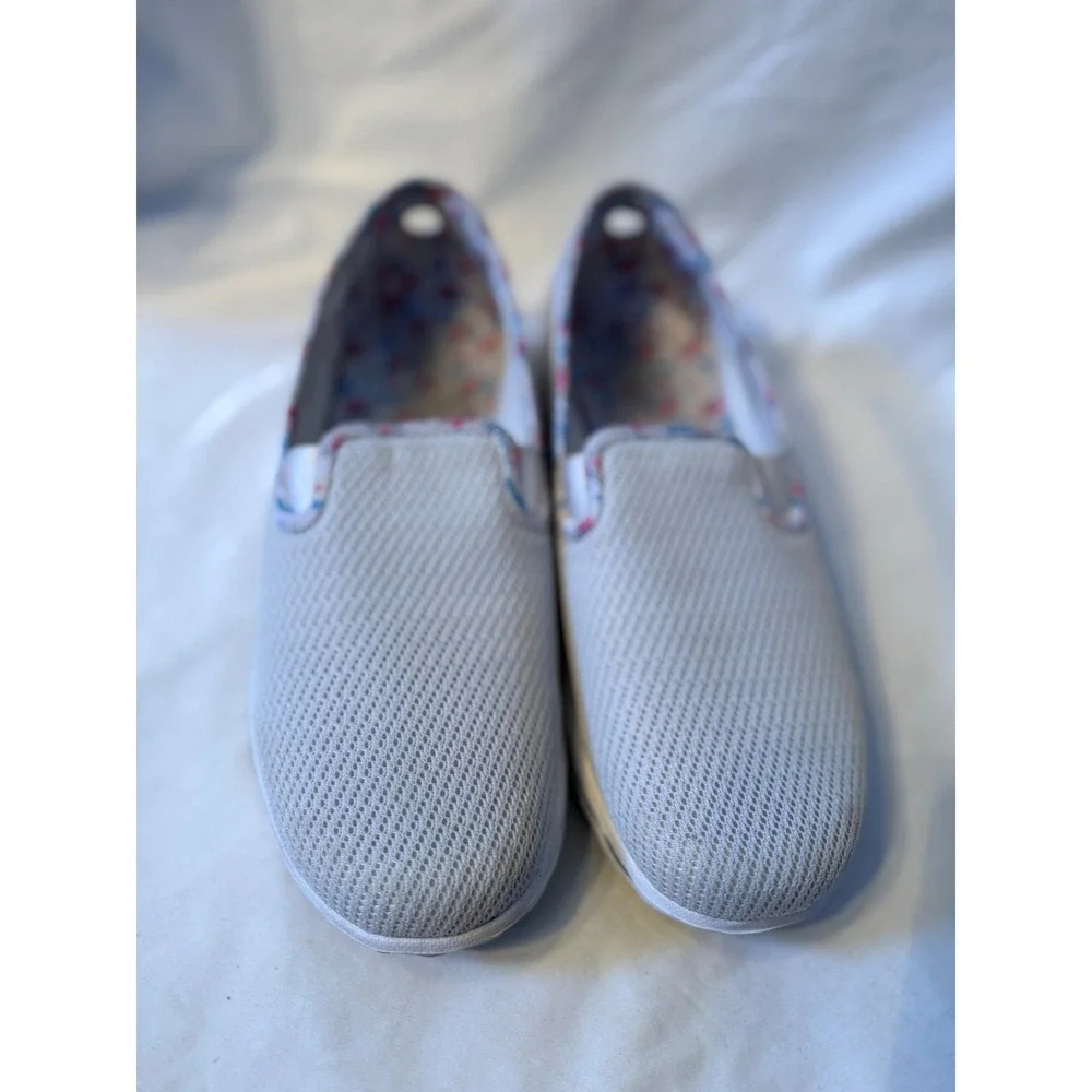 Skechers GOwalk Joy White Mesh Floral Slip On Walking Shoes 124174 Womens 11